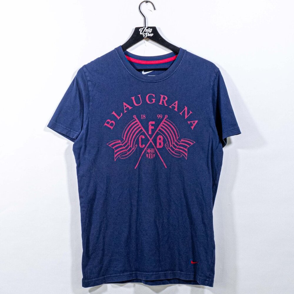 FC Barcelona Blaugrana NIKE T-Shirt Large Y2K Soccer Futbol Blokecore